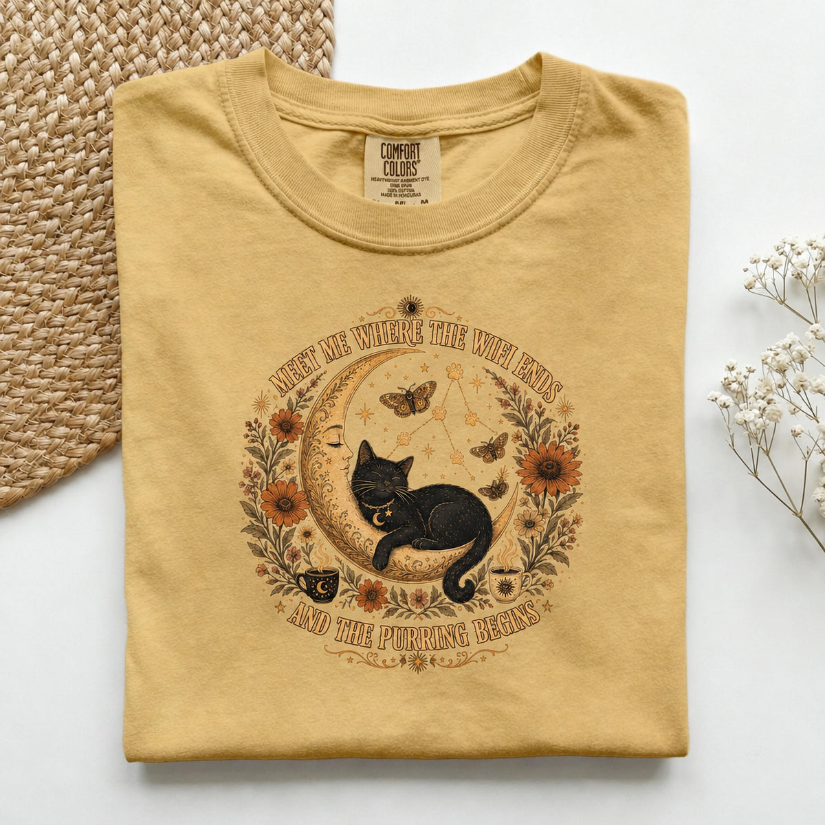 Meet Me Where The Wifi Ends Comfort Colors tee in Mustard