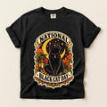 National Black Cat Day graphic tee in Black, flat lay