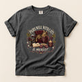 Pairs Well with Cats & Merlot graphic tee in Pepper, flat lay