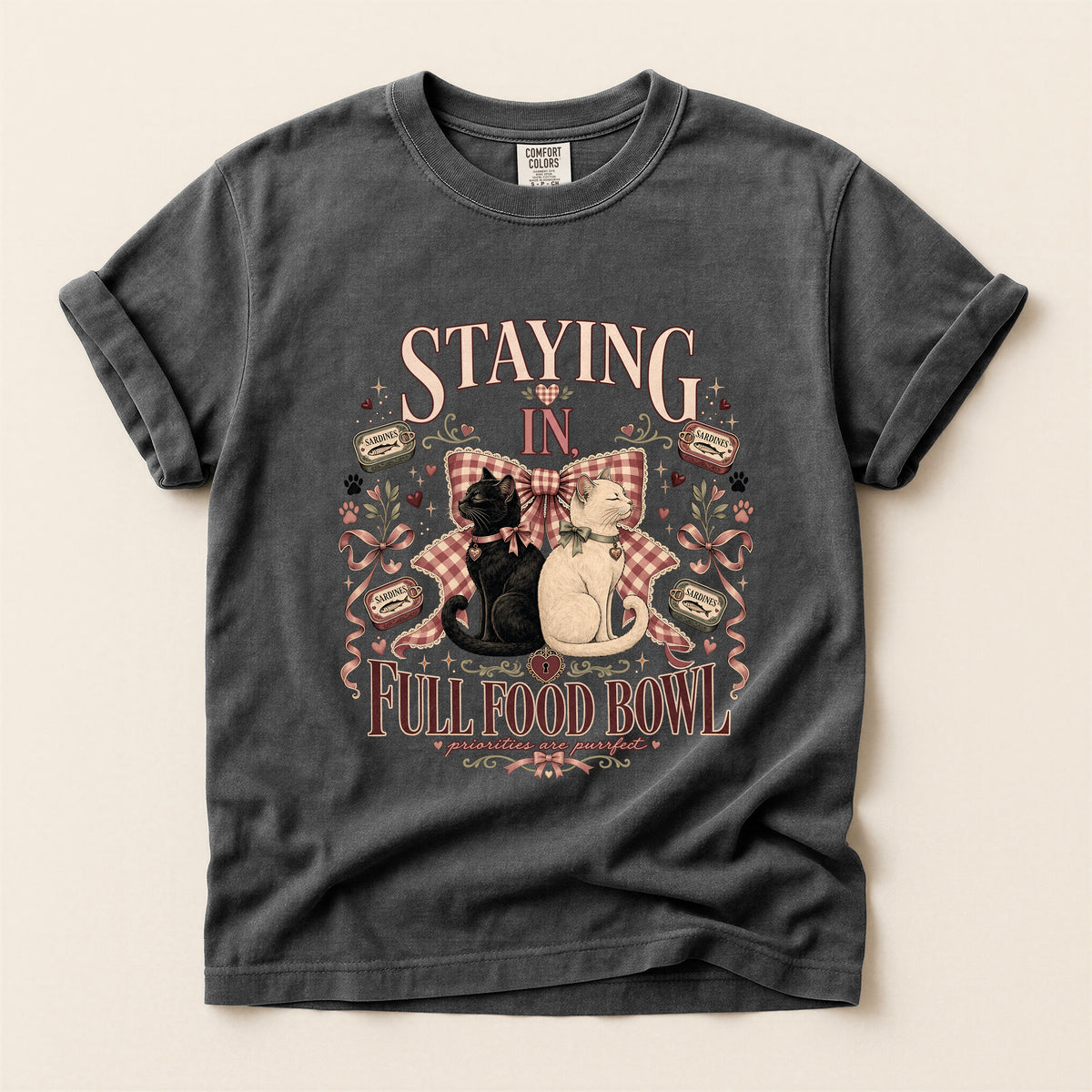 Staying In, Full Food Bowl graphic tee in Pepper, flat lay