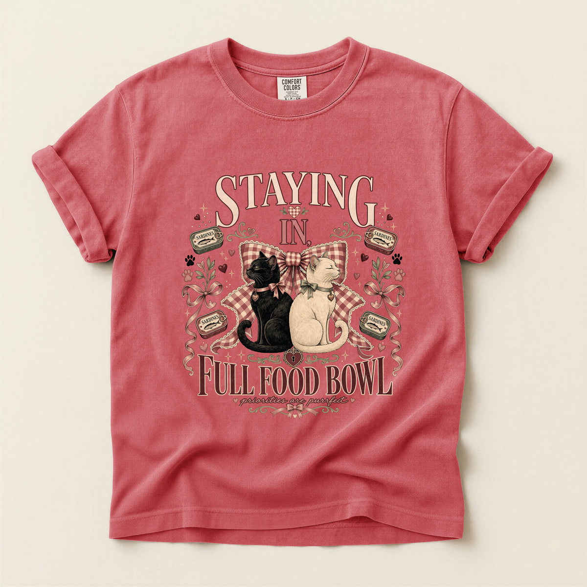 Staying In, Full Food Bowl graphic tee in Watermelon, flat lay