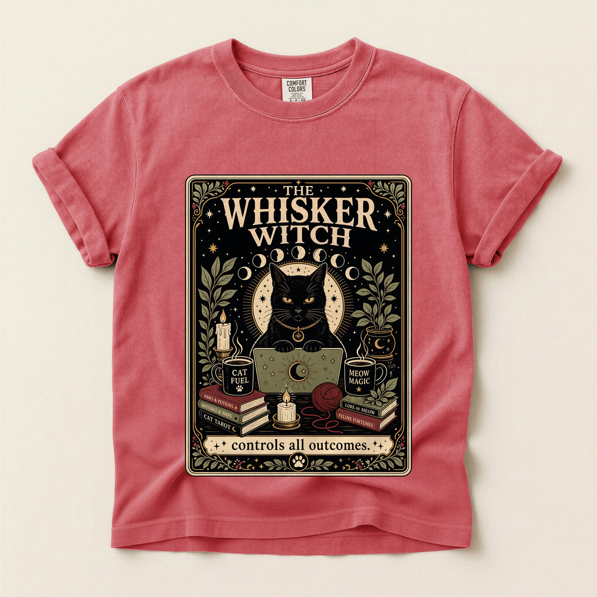 The Whisker Witch graphic tee in Watermelon, flat lay