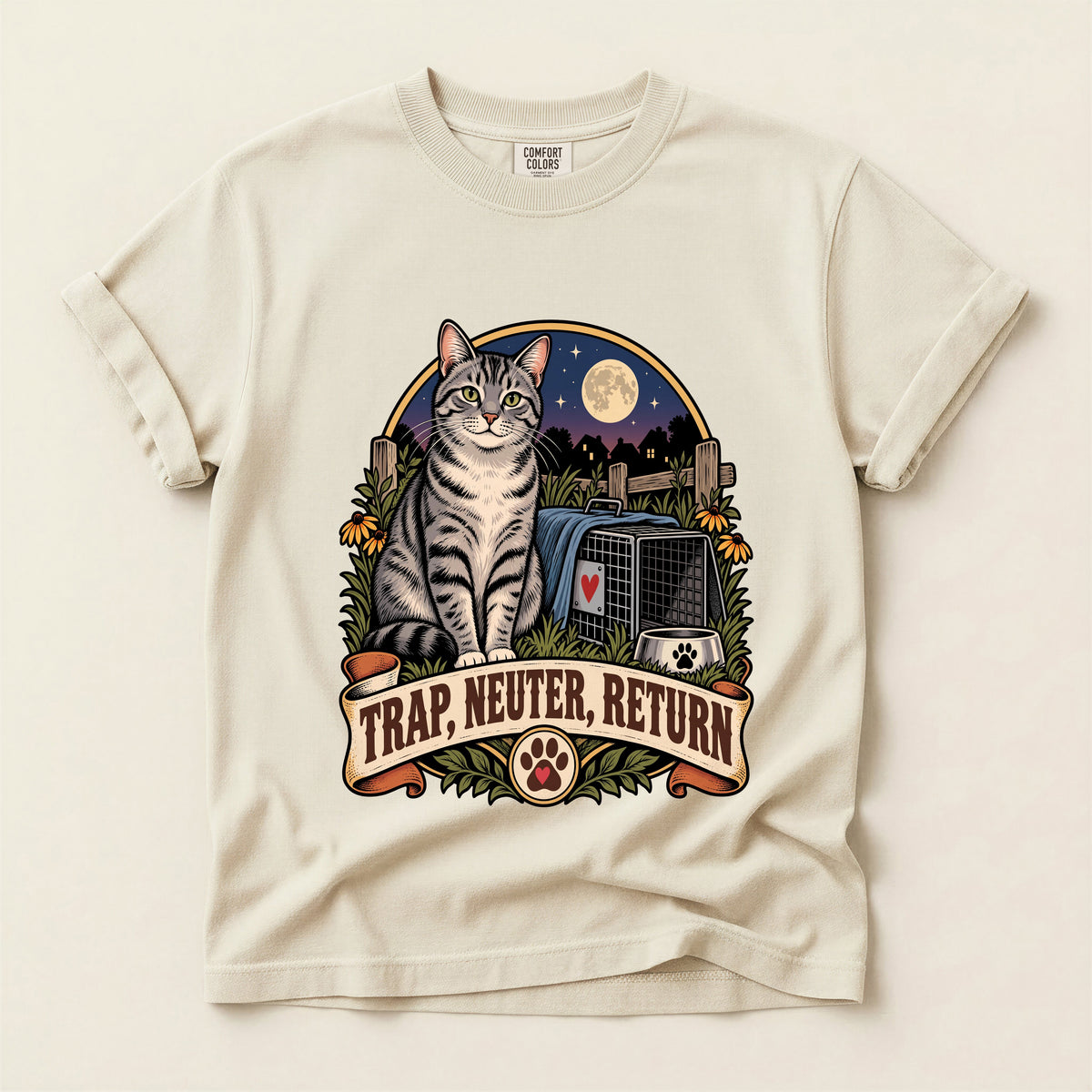 Trap, Neuter, Return graphic tee in Ivory, flat lay