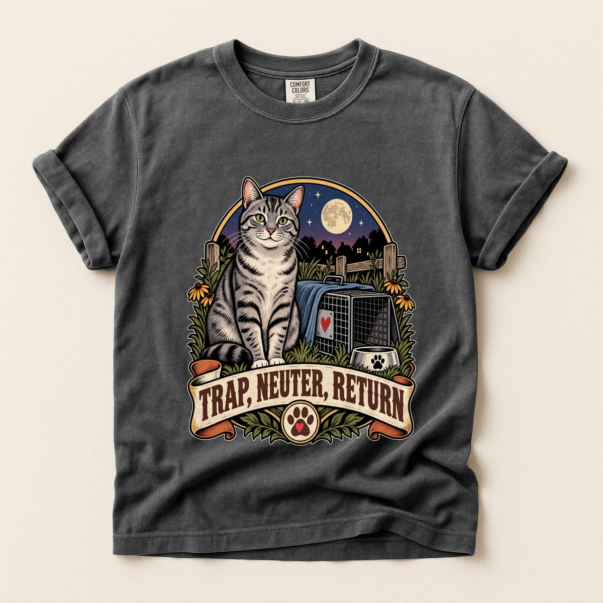 Trap, Neuter, Return graphic tee in Pepper, flat lay